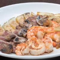 Splash ‘N Meadow · Hibachi steak* and grilled colossal shrimp lightly seasoned and grilled to your specificatio...