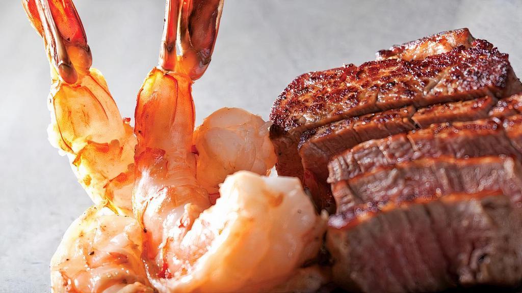 Samurai Treat · Filet mignon* and colossal shrimp grilled to perfection with lemon.