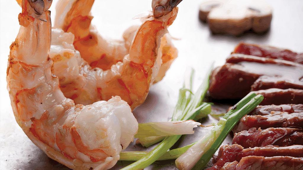 Benihana Excellence · Teriyaki beef* julienne with scallions and colossal shrimp.