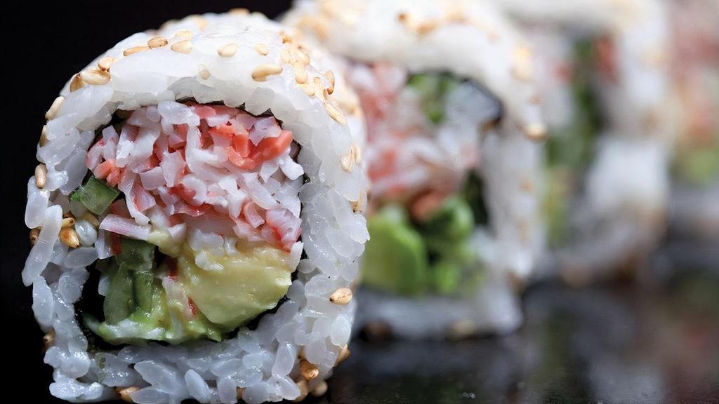 California Roll · Krab†, cucumber and avocado rolled in seaweed and rice