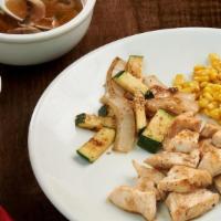 Kids Hibachi Chicken · Chicken breast and mushrooms with sesame seeds.