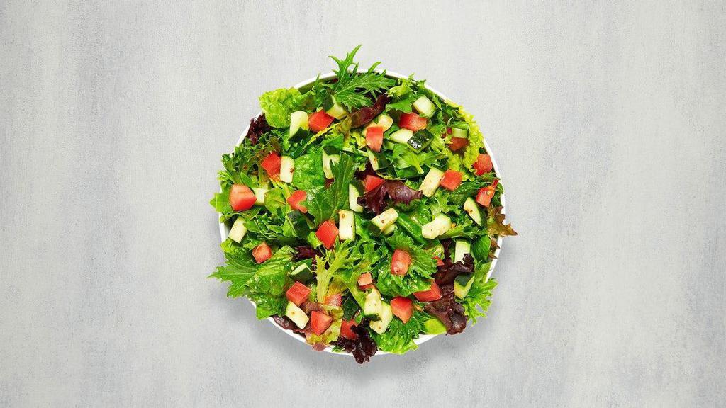 Garden Salad · Mixed greens, romaine, diced tomatoes, cucumbers, sherry dijon vinaigrette dressing