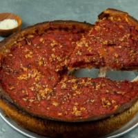 Vegan Pizza · Whole wheat crust, fresh spinach, fresh garlic, red onion, and daiya vegan cheese. Deep dish...