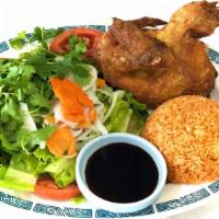 Com Ga Xoi Mo · Fried Chicken Over Red Rice