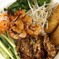 Bun Tom Thit Nuong Cha Gio · Grilled Shrimp, Pork & Eggroll with Vermicelli & Salad
