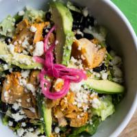 Burrito Bowl · Get all the fixings minus the guilt! Organic romaine lettuce, rice, black beans, your choice...