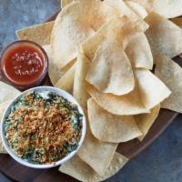 Classic Spinach Dip · The classic shareable dip- Spinach, artichokes, Romano, sauteed onions, red bell peppers, Pa...