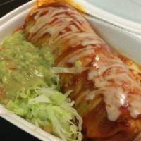 Super Burrito 49er · Your choice of meat, rice, beans, salsa, lettuce, cheese, sour cream, avocado, and enchilada...