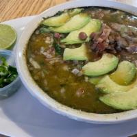 Carne en su Jugo. ( meat cooked in it's own juice )  · Diced meat in tomatillo broth served with beans, onions, cilantro, avocado slices, diced ser...