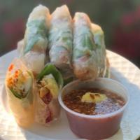 Vietnamese Finger Rolls · 10 finger-sized rice paper rolls with Vietnamese cilantro, peanut, dried shrimps, dried shal...