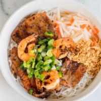 43. Bún Tôm Thịt Nướng · Grilled shrimp and pork over vermicelli.