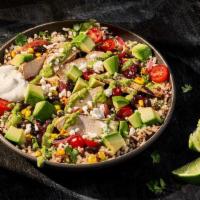 Baja Bowl With Chicken · 740 Cal. Cilantro lime brown rice and quinoa, chicken raised without antibiotics, black bean...