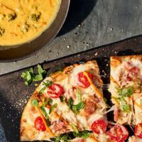 Flatbread Pizza And Soup/Mac · Selection of a flatbread pizza and a half soup