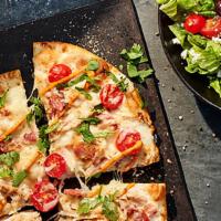 Flatbread Pizza And Salad · Selection of a flatbread Pizza and a half salad