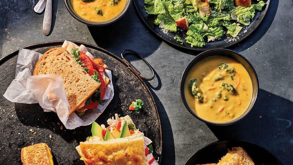 Family Feast With Soup Or Mac · A meal to feed the whole family, including 2 half sandwiches, 2 kids' sandwiches, 1 whole salad, 1 group soup or family Mac & Cheese and 1 whole French baguette. Serves 4-6.