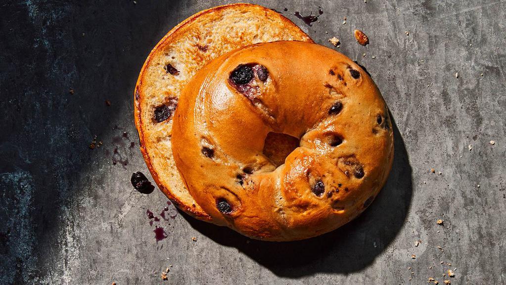 Blueberry Bagel · 290 Cal. Freshly baked bagel made with a mix of dried infused blueberries and blueberry flavors baked inside. Allergens: Contains Wheat