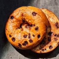 Chocolate Chip Bagel · 330 Cal. Freshly baked bagel made with milk chocolate chips. Allergens: Contains Wheat, Milk