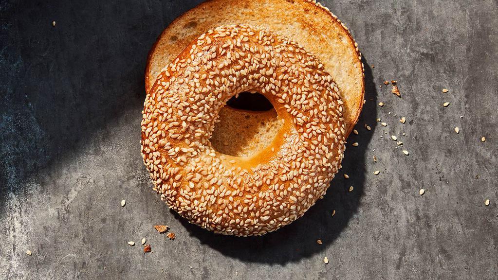 Sesame Bagel · 290 Cal. Freshly baked bagel topped with nutty sesame seeds. Allergens: Contains Wheat, Sesame