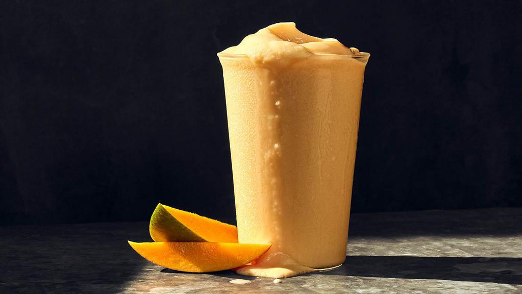 Mango Smoothie · 300 Cal. Mango fruit base mixed with orange juice and banana puree blended with plain Greek yogurt and ice. Allergens: Contains Milk