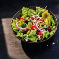 Kids Greek Salad · 200 Cal. Romaine, grape tomatoes, feta, red onions, kalamata olives, salt and pepper tossed ...