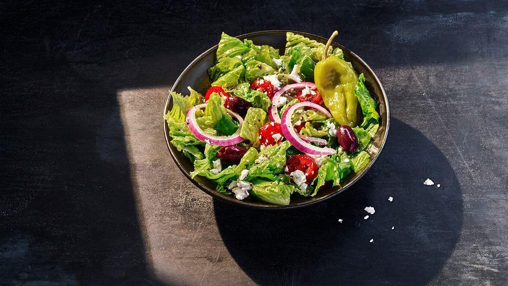Kids Greek Salad · 200 Cal. Romaine, grape tomatoes, feta, red onions, kalamata olives, salt and pepper tossed in Greek dressing with a pepperoncini. Allergens: Contains Milk