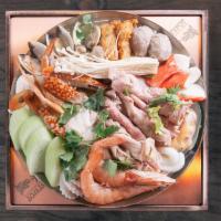 8. Thai Flavor Hot Soup · Mild to flaming spicy. Taiwanese cabbage, pork slices, taro stem, enoki mushroom, brown beec...