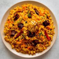 Lamb Biryani · Fresh rice loaded with traditional spices and spicy savory lamb.