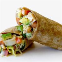 Cleopatra Wrap · Chicken breast, crisp fresh romaine, avocado, tomato, Asiago cheese, and croutons with Caesa...