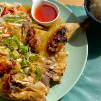 Somtum Gaiyang · Gluten-free. Thai-style marinated a whole game hen chicken, grilled and served with papaya s...