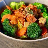 Praram · Spicy. Vegan. gluten-free. Seasonal vegetables topped with peanut curry sauce and crushed pe...