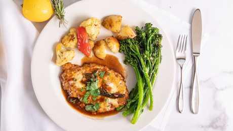  Pollo al Marsala · Chicken breast,, prosciutto, scamorza, sage. Marsala reduction Served with vegetables and potatoes.