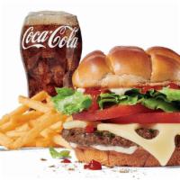 Large Classic Buttery Jack® W/Swiss Cheese Combo · Includes large French Fries and your choice of large drink.