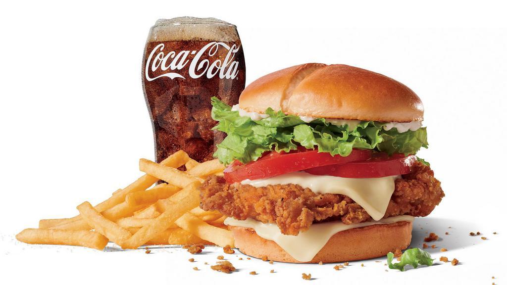 Large Jack'S Spicy Chicken® W/ Cheese Combo · Includes large French Fries and your choice of large drink.