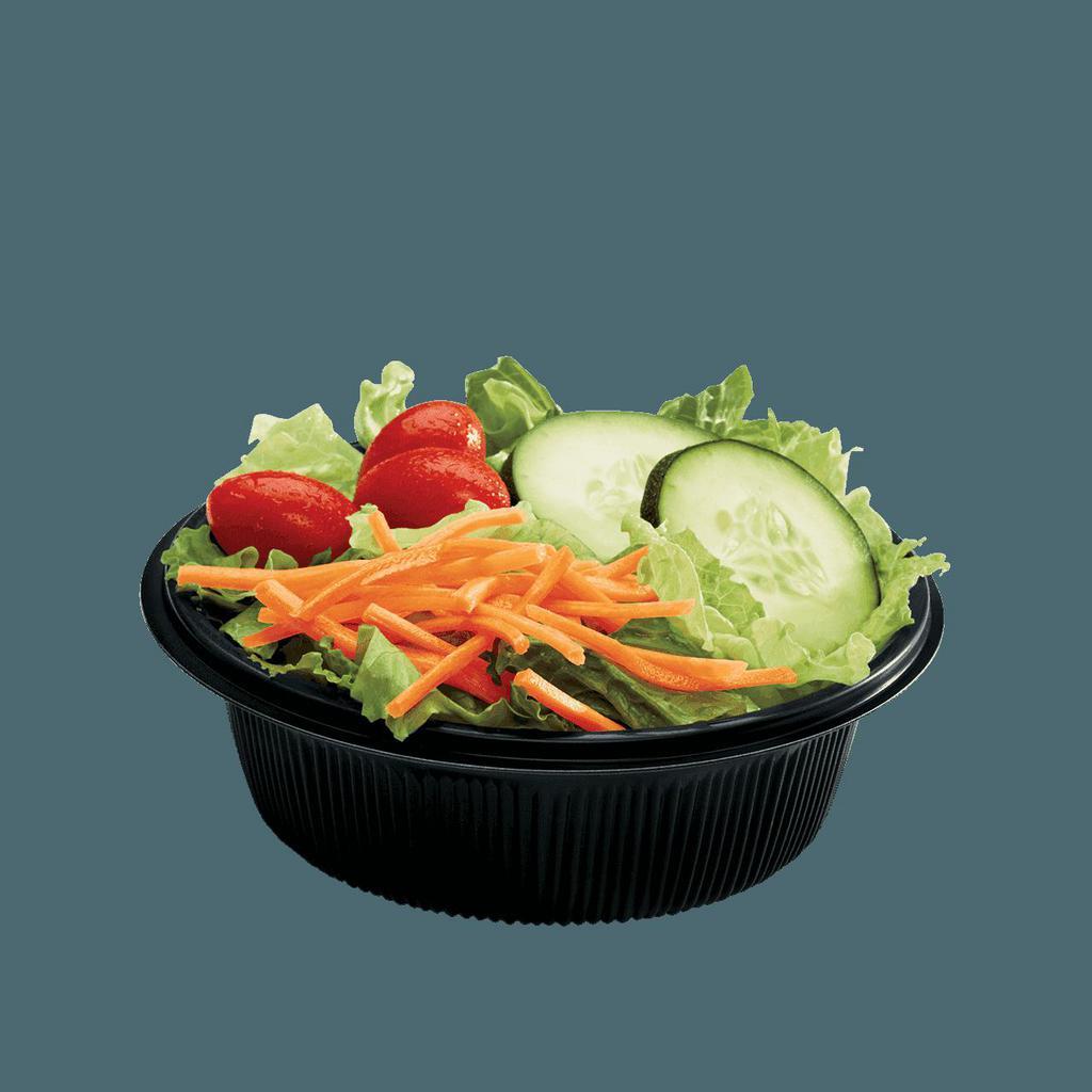 Side Salad · Iceberg and Romaine lettuce blend, with cucumber, carrots, grape tomatoes and seasoned croutons, served with your choice of dressing