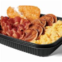Jumbo Breakfast Platter W/ Bacon · Scrambled eggs, mini pancakes, hash browns and Bacon