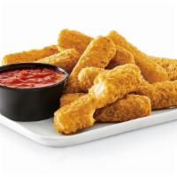 New! Mozzarella Sticks · Lightly battered Mozzarella cheese, fried to perfection and served with marinara sauce.