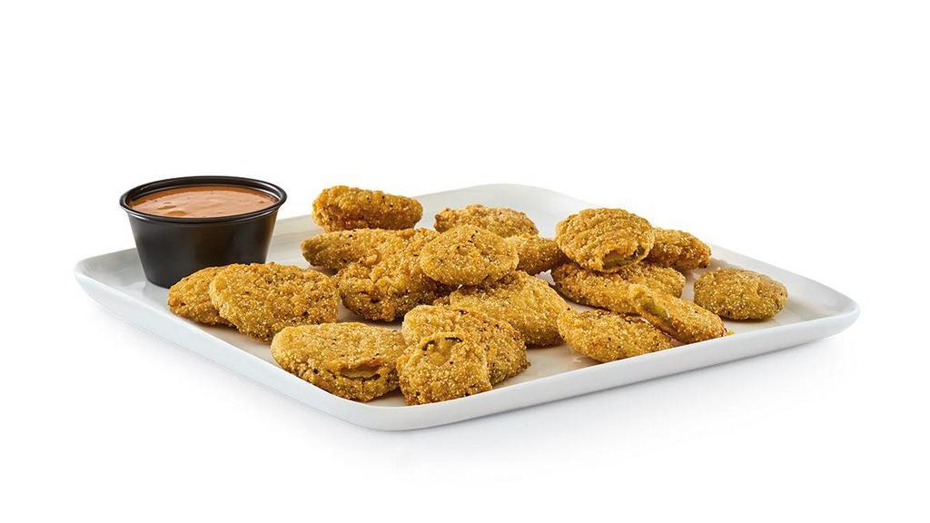 Fried Pickle Nickels · Golden-fried dill slices served with Campfire Mayo.