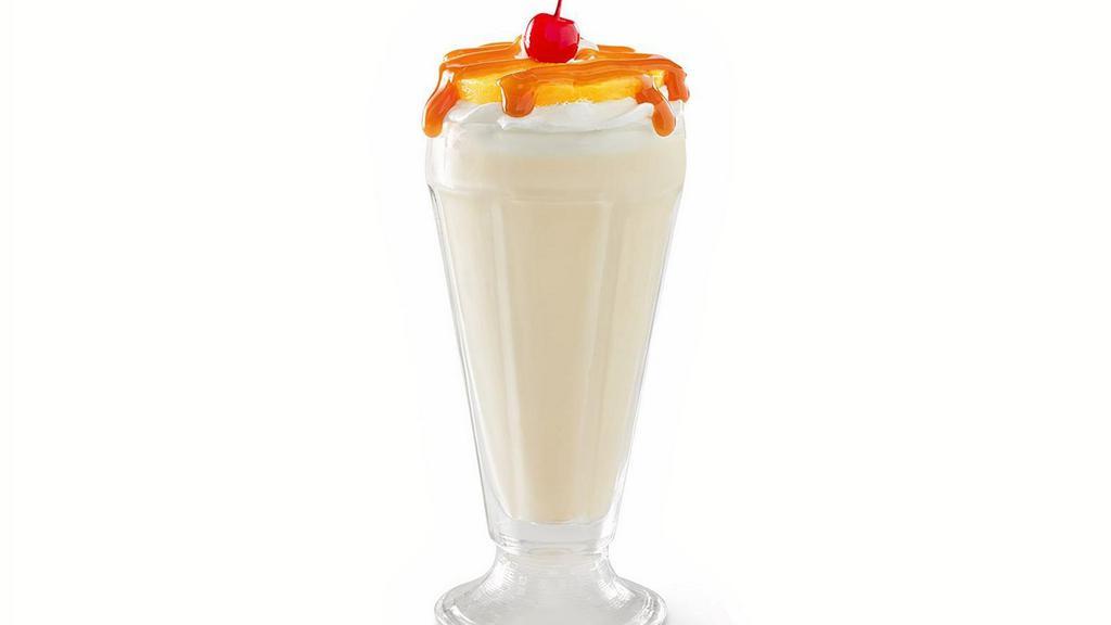 New! Pineapple Upside-Down Cake Milkshake · Creamy vanilla soft serve blended with pineapple juice and cake flavor. Topped with whipped cream, pineapple, caramel sauce and a maraschino cherry.