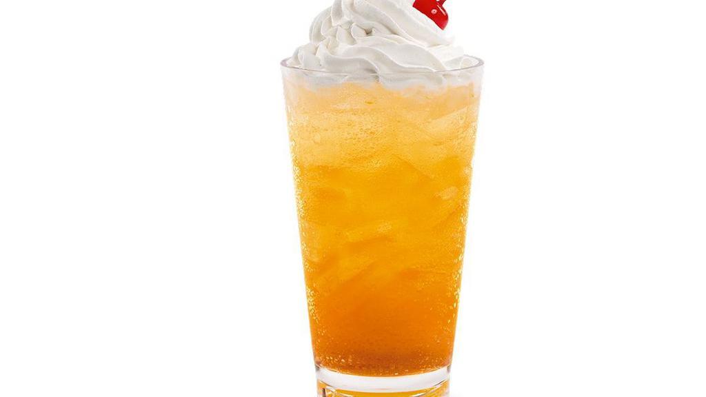 Orange Cream Soda · Orange Cream flavors mixed with Sprite® and topped with whipped cream.