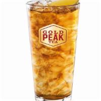 Fresh-Brewed Gold Peak® Tea · Fresh-Brewed Gold Peak® tea, regular, sweet or flavored with peach or raspberry.