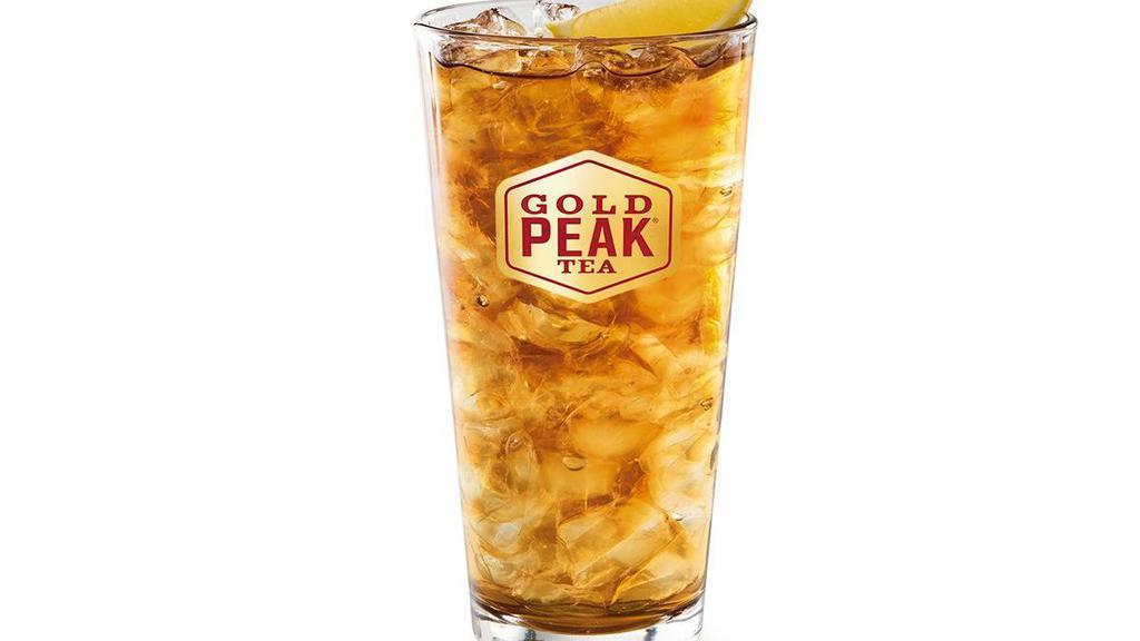 Fresh-Brewed Gold Peak® Tea · Fresh-Brewed Gold Peak® tea, regular, sweet or flavored with peach or raspberry.