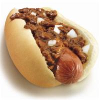 Coney Dog · Our all beef Hot Dog topped with Coney sauce and diced onions. (320 cal.)