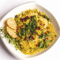 Papdi Chaat · Vegan. Yummy Snack Assorted With A crunchy Base of 'Papdi' (crispy pooris), topped with lip-...