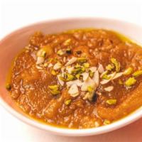 Moong Dal Halwa · Sweet dish Made With Moong lentil Flour, Sugar and Desi Ghee Flavored with Cardamoms.