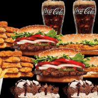 Family Bundle Classic · Includes (2) Whoppers, (2) OCS, (1) 16pc Chicken Nuggets, (2) Medium Fries, (2) Medium Drink...