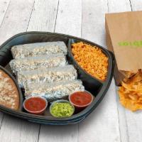 Family Burrito Box · Choice of four Chicken or Steak Burrito Especial, Classic Shrimp Burrito and Bean and Cheese...