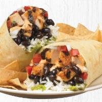 Burrito Especial With Grilled All Natural Chicken · Grilled All Natural Chicken with fresh guacamole, citrus rice, black beans, roasted chipotle...
