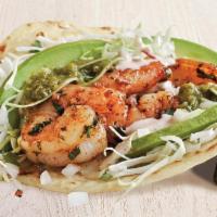 Salsa Verde Grilled Shrimp Taco (A La Carte) · Pan-seared shrimp served on a flour tortilla topped with salsa verde, Hass avocado slices, m...