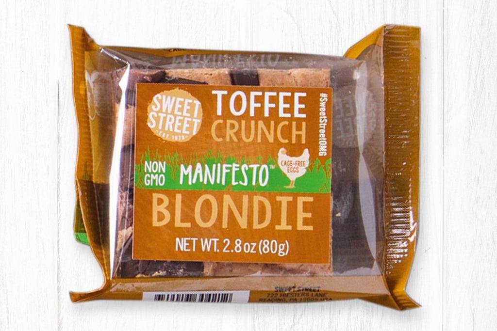 Toffee Crunch Blondie · Caramelized, browned butter with milk and semi-sweet chocolate chunks.