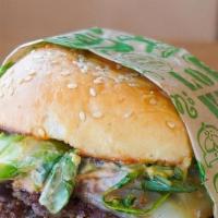 POBLANO BURGER · All natural vegetarian fed beef, Poblano chiles, grilled onions, arugula, avocado, Monterey ...